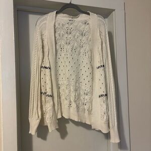 BKE Women's Cream Open-Front Cardigan